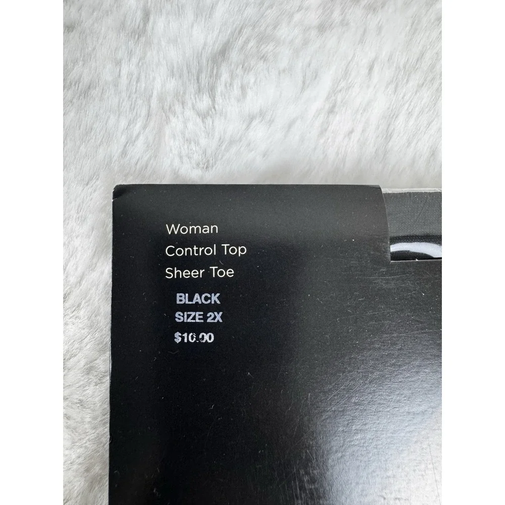 New Talbots Silky Support Pantyhose Black Control Top Sheer Toe Size 2X‎